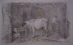 Verkocht.Lebret.Frans Lebret.1820-1909.Boer in de stal.